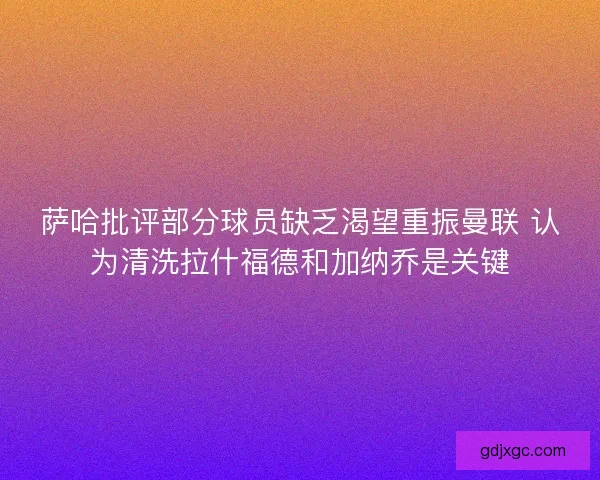 萨哈批评部分球员缺乏渴望重振曼联 认为清洗拉什福德和加纳乔是关键
