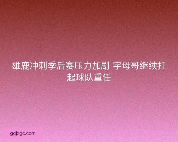 雄鹿冲刺季后赛压力加剧 字母哥继续扛起球队重任