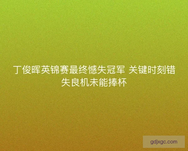 丁俊晖英锦赛最终憾失冠军 关键时刻错失良机未能捧杯 丁俊晖英锦赛最终憾失冠军 关键时刻错失良机未能捧杯