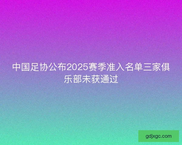 中国足协公布2025赛季准入名单三家俱乐部未获通过