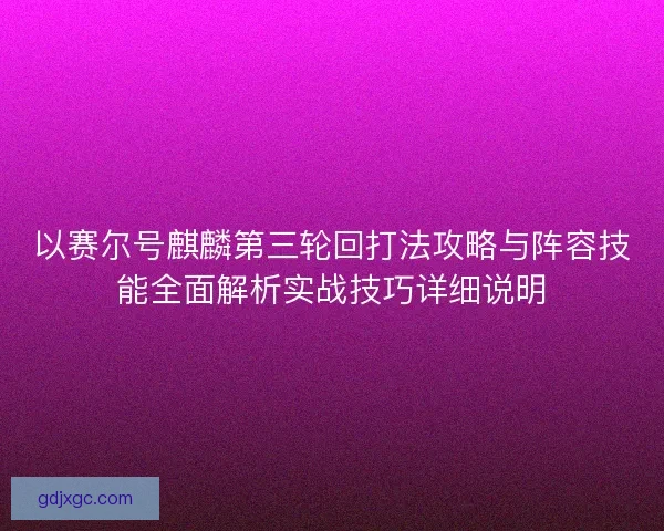 以赛尔号麒麟第三轮回打法攻略与阵容技能全面解析实战技巧详细说明
