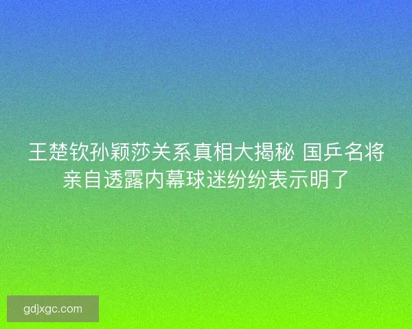 王楚钦孙颖莎关系真相大揭秘 国乒名将亲自透露内幕球迷纷纷表示明了 王楚钦孙颖莎关系真相大揭秘 国乒名将亲自透露内幕球迷纷纷表示明了